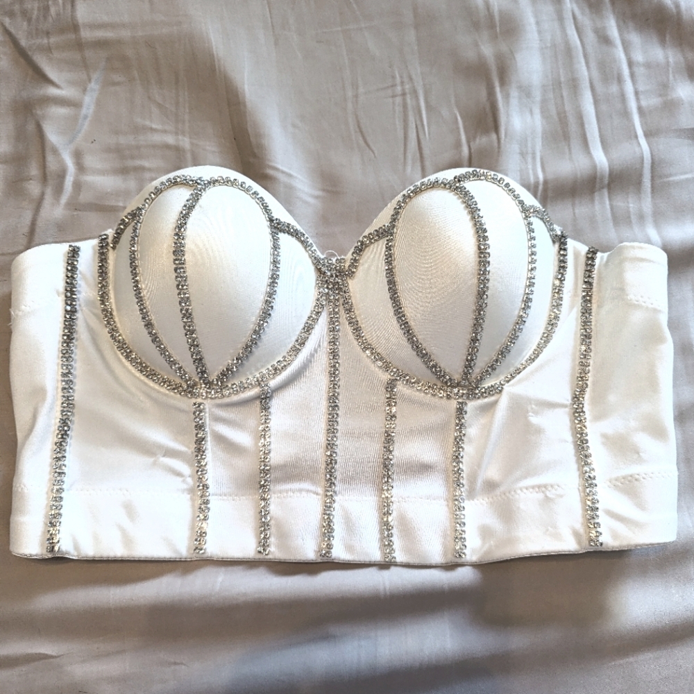 Strapless Rhinestone Cropped Corset